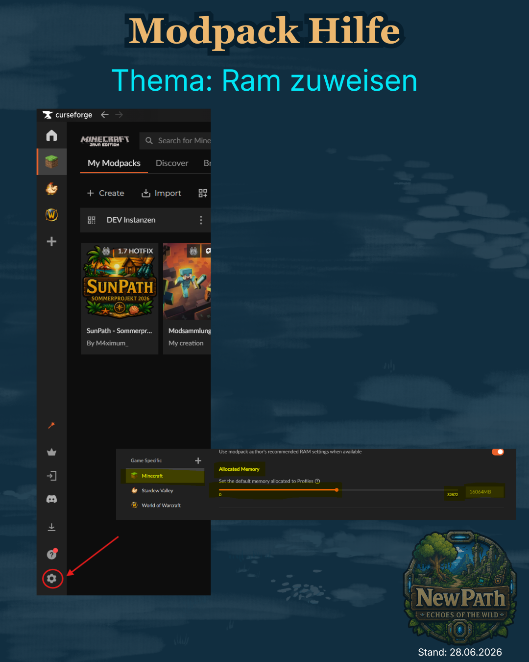 RAM-Zuweisung in den CurseForge-Minecraft-Einstellungen