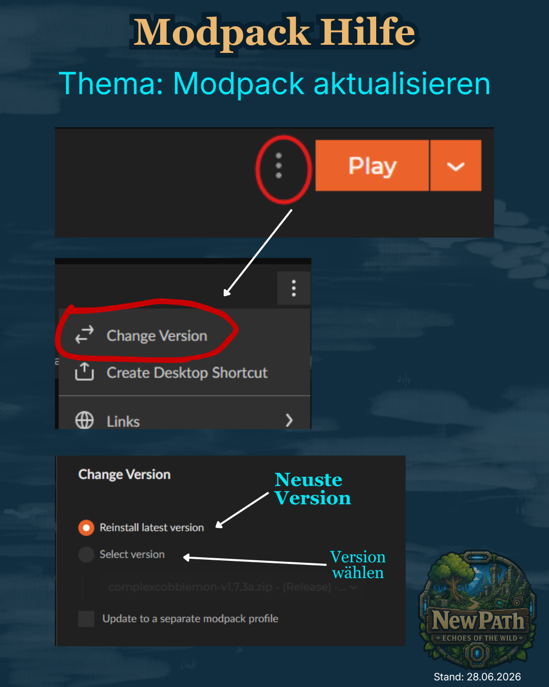 Modpack-Version über CurseForge aktualisieren